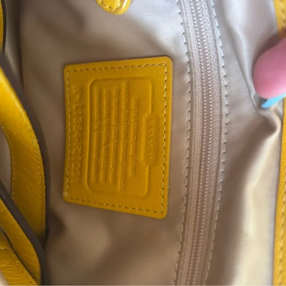 Coach Yellow Leather Satchel with Gold-Tone Hardware - Picture 5 of 5